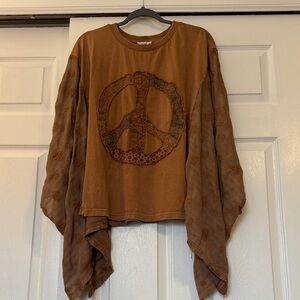 Easel Poncho Style Top with Peace Sign